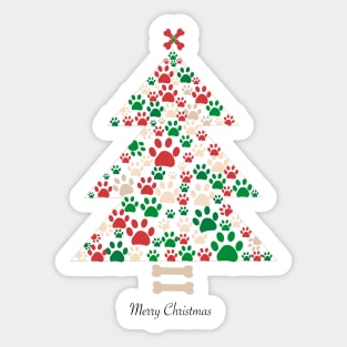 Christmas tree made of pet paw prints Sticker